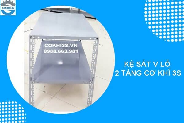kệ sắt v lỗ 2 tầng