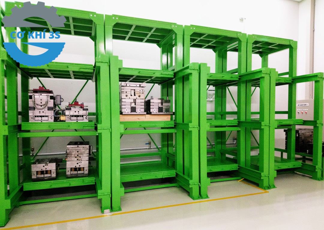 Kệ khuôn (mold rack)- kệ tải trọng nặng chuyên dụng do 3s sản xuất 6 Dự án kệ khuôn hạng nặng hàn cố định tại KCN Thăng Long