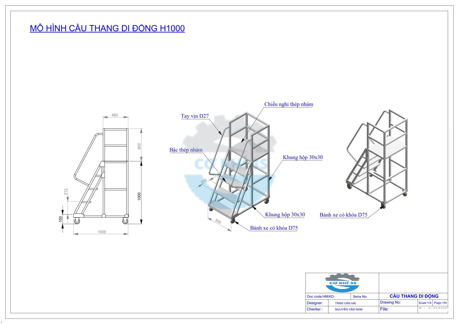Xe thang di động cao 1000mm -Xe thang di động cao 1 m 2 ban ve cau thang h1000 page 0001