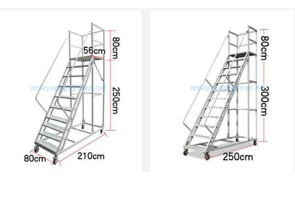 Xe thang di động cao 1200mm 30 kích thước xe thang
