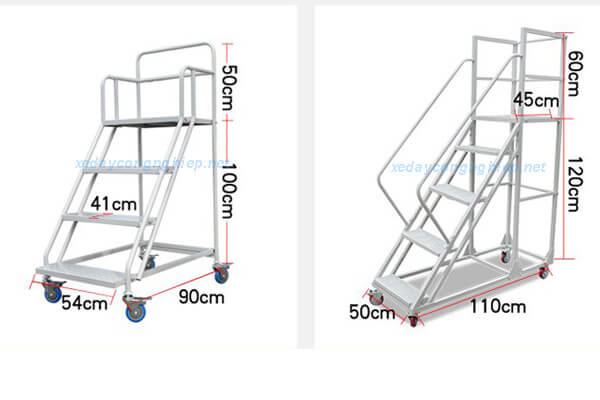 Xe thang di động cao 1200mm 27 kích thước xe thang 3